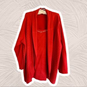 Avenue 26/28 red sweater with sequined shell.